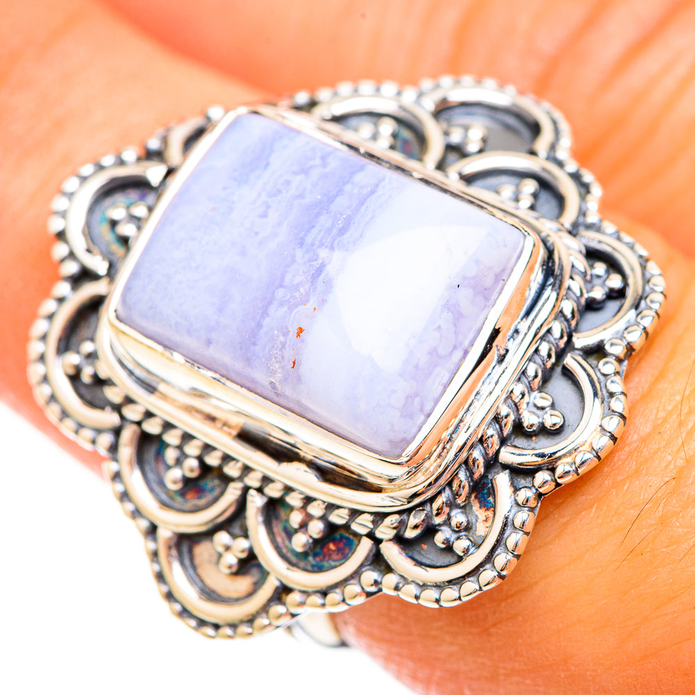 Blue Lace Agate Rings handcrafted by Anasilvercos - RING118701