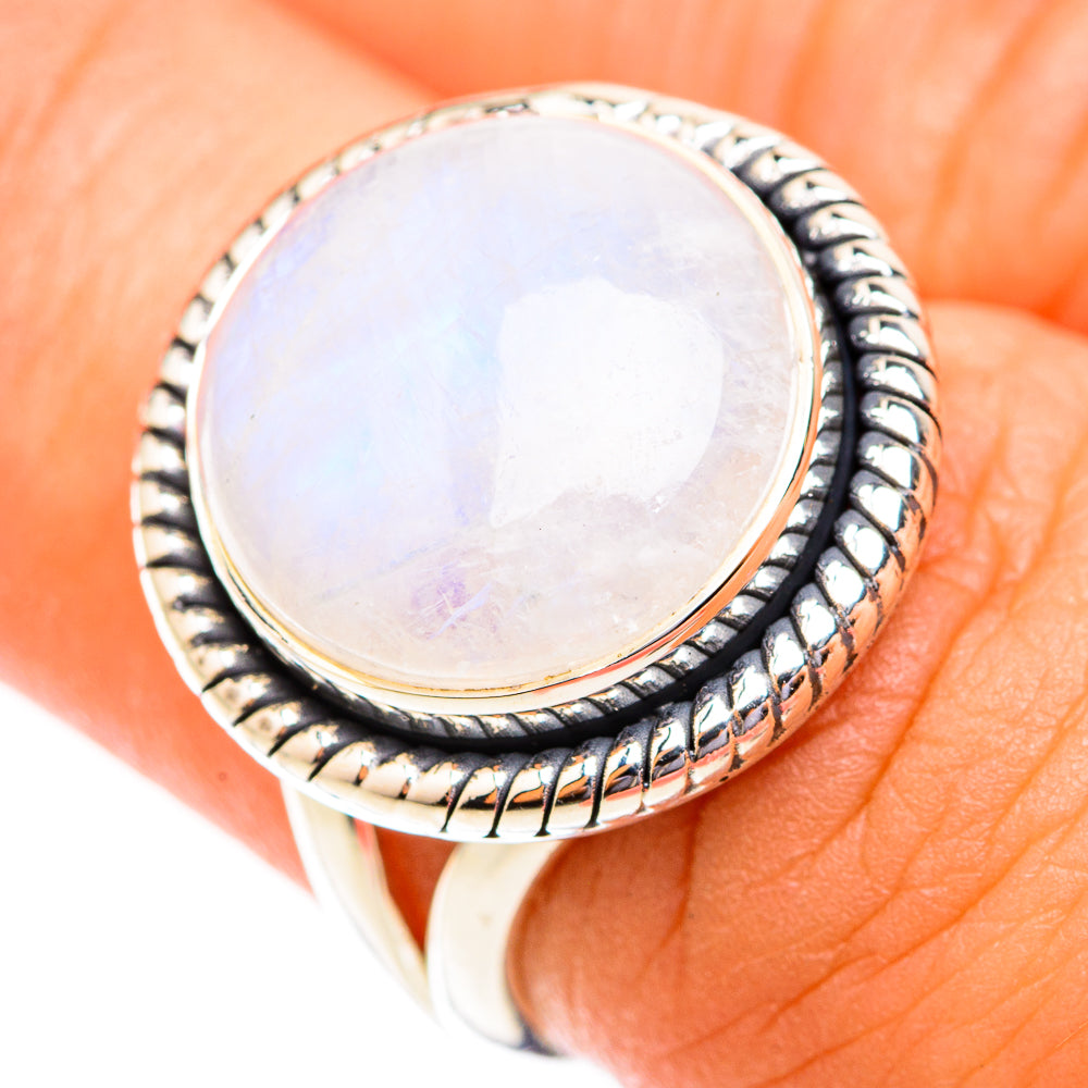 Rainbow Moonstone Rings handcrafted by Anasilvercos - RING118702