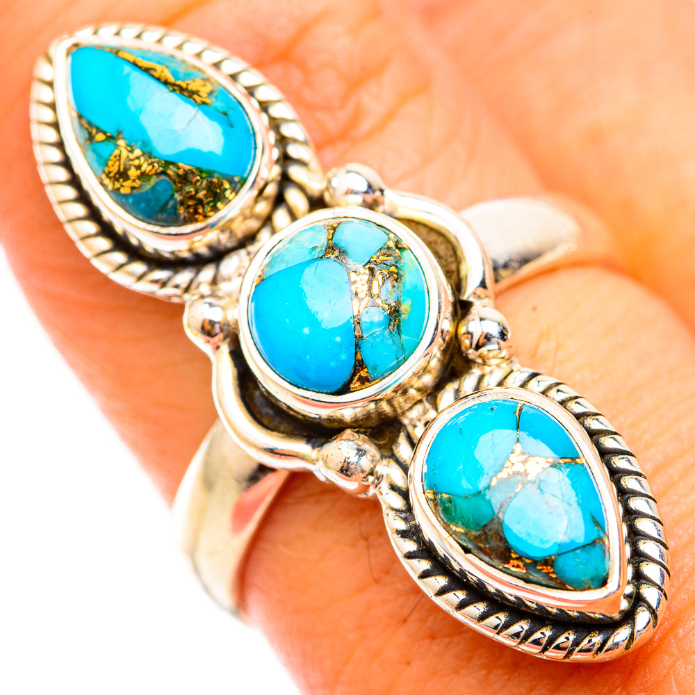 Blue Copper Composite Turquoise Rings handcrafted by Anasilvercos - RING118706