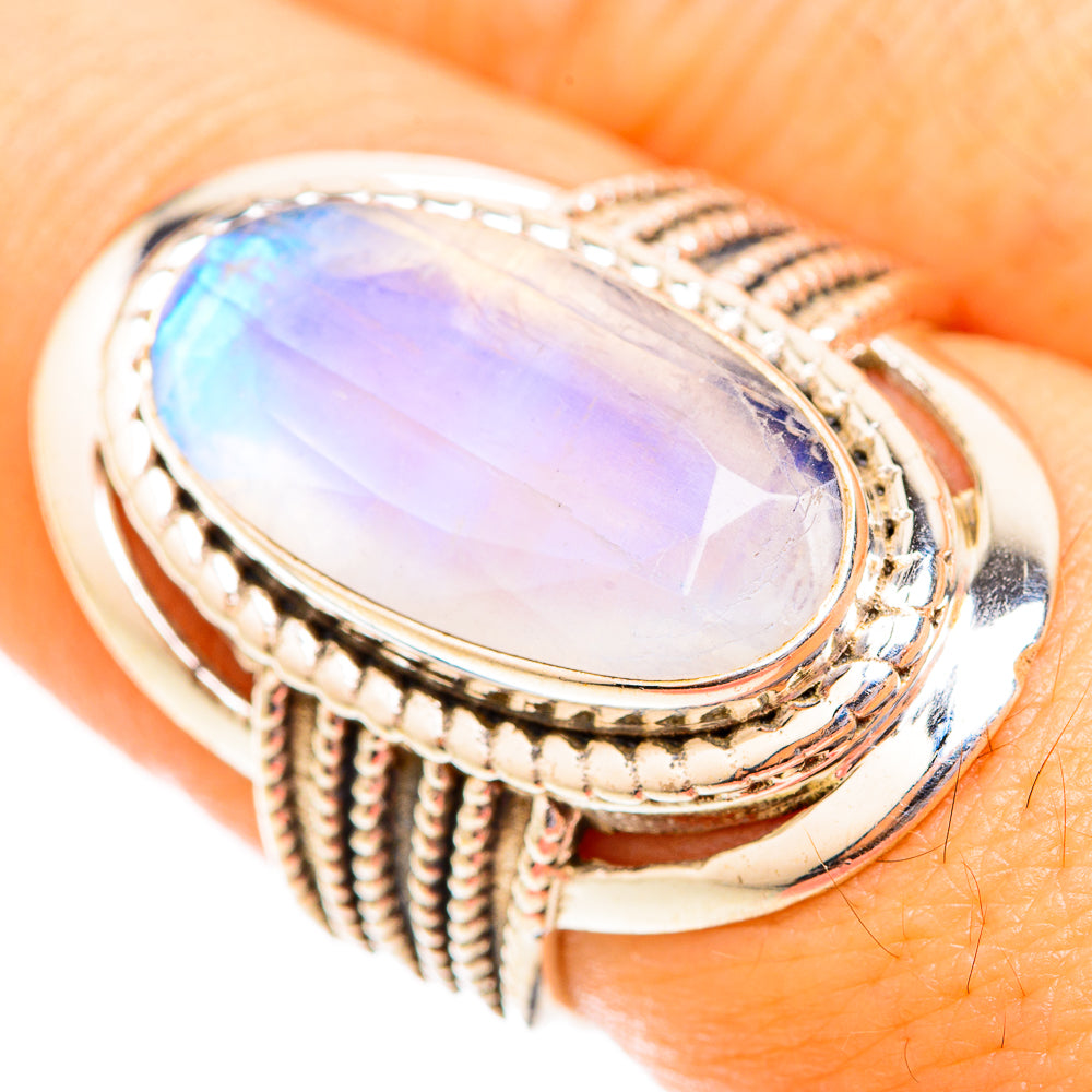Rainbow Moonstone Rings handcrafted by Anasilvercos - RING118720