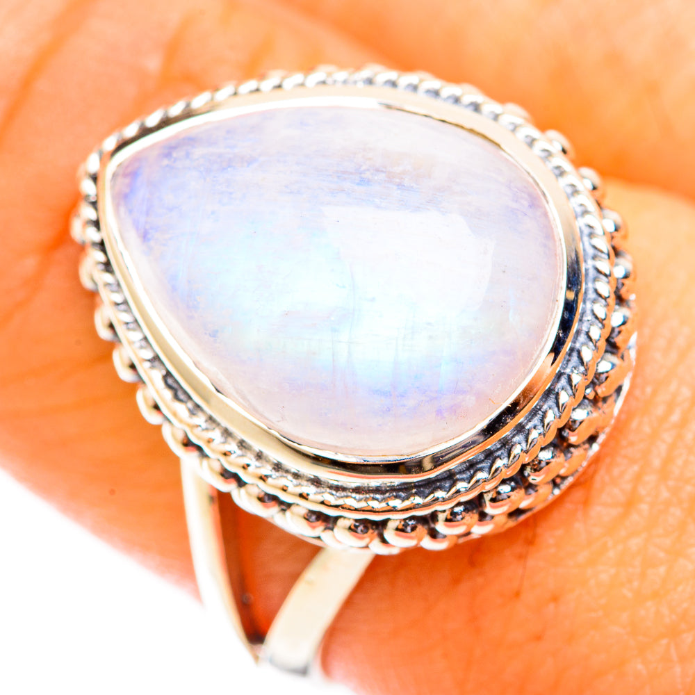 Rainbow Moonstone Rings handcrafted by Anasilvercos - RING118721