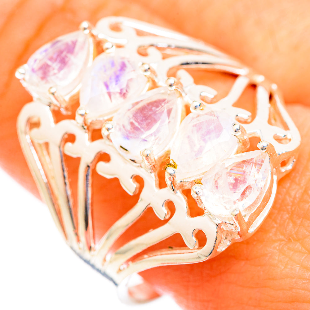 Rainbow Moonstone Rings handcrafted by Anasilvercos - RING118722
