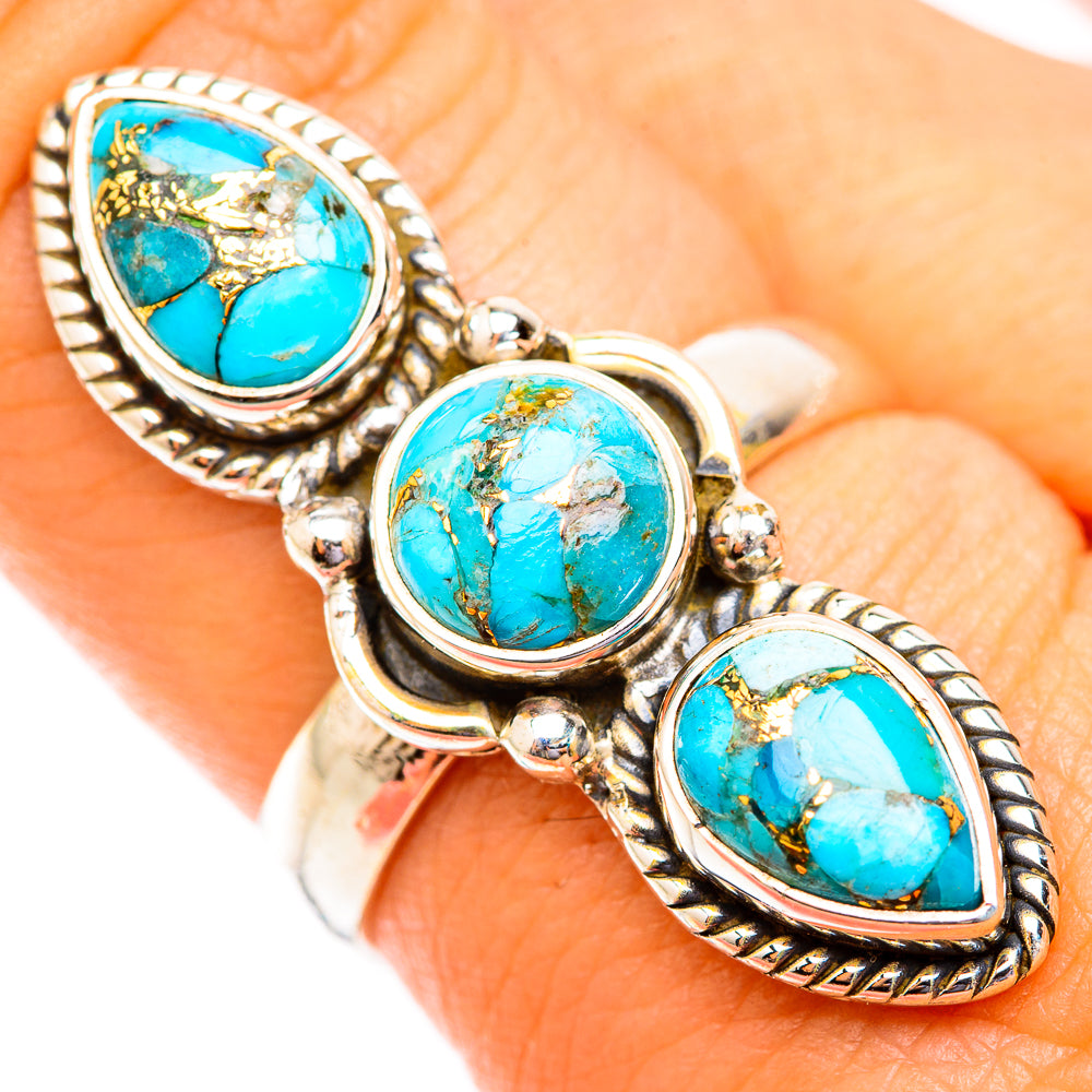 Blue Copper Composite Turquoise Rings handcrafted by Anasilvercos - RING118723