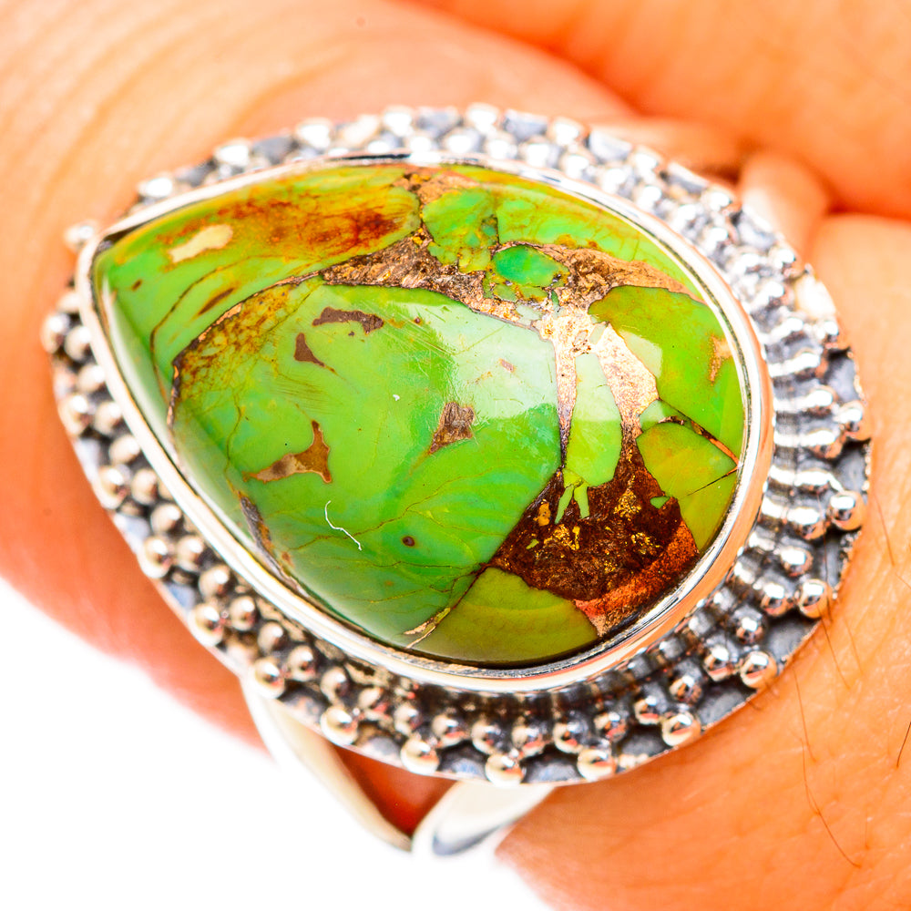 Green Copper Composite Turquoise Rings handcrafted by Anasilvercos - RING118734