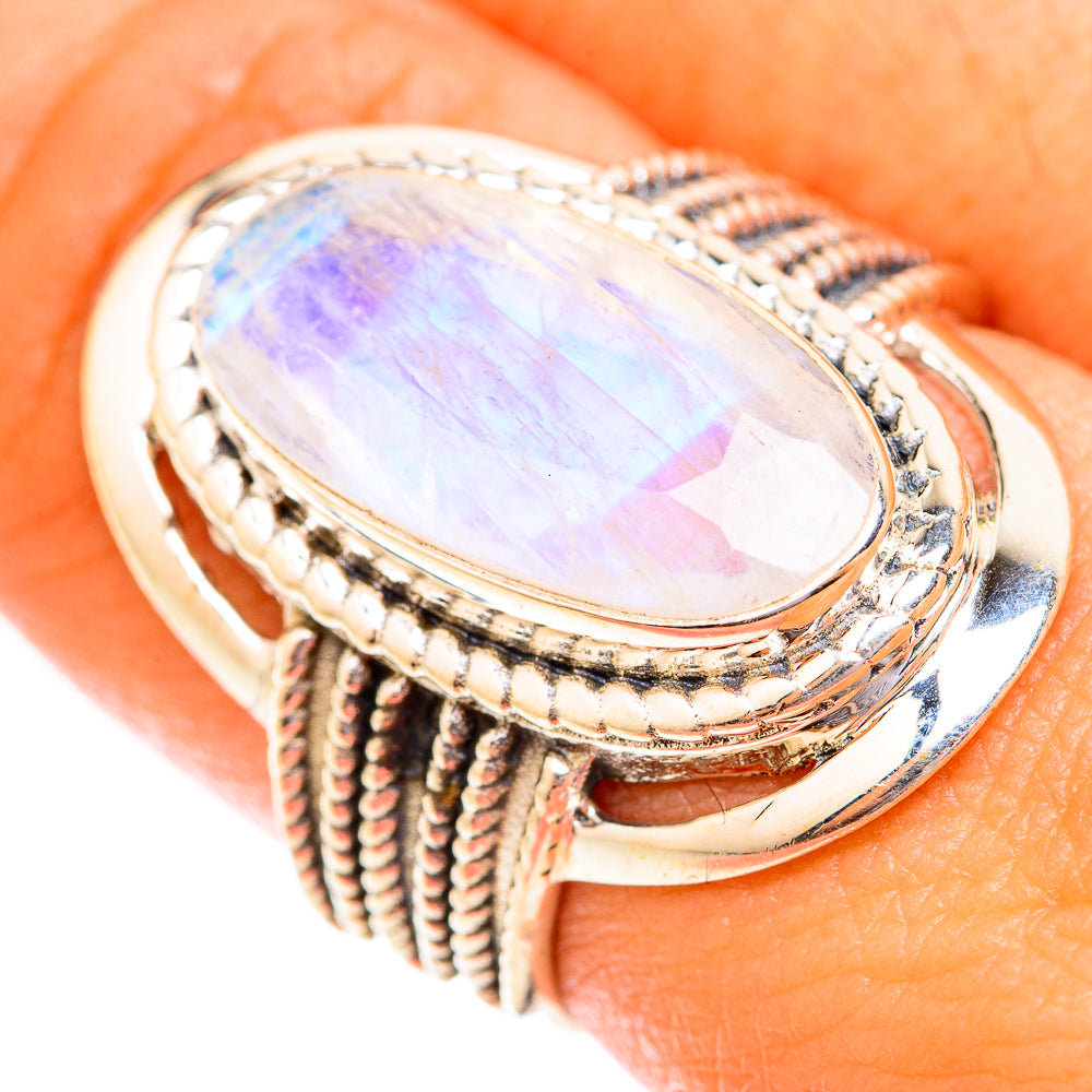 Rainbow Moonstone Rings handcrafted by Anasilvercos - RING118743