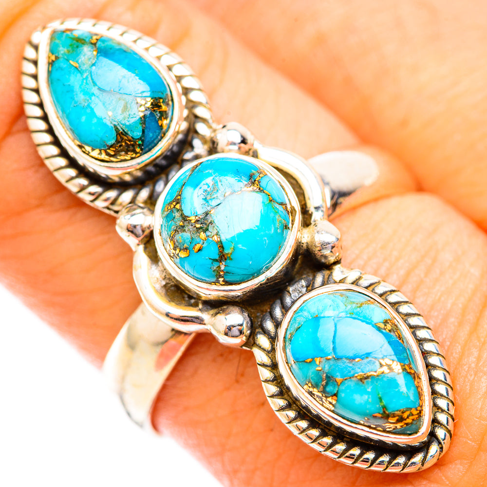 Blue Copper Composite Turquoise Rings handcrafted by Anasilvercos - RING118752