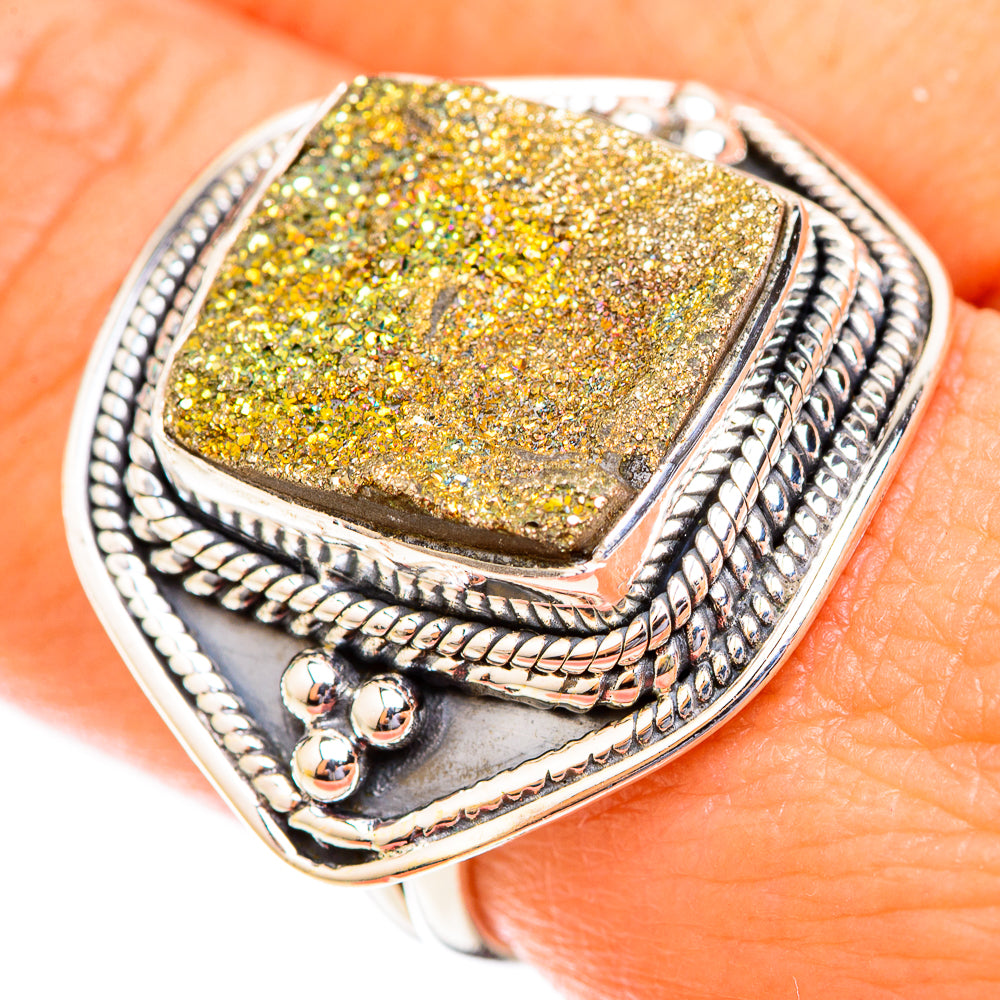 Spectro Pyrite Druzy Rings handcrafted by Anasilvercos - RING118773