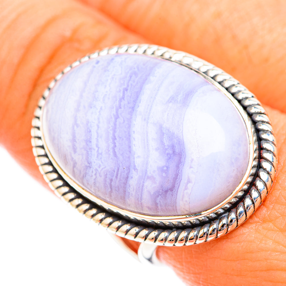Blue Lace Agate Rings handcrafted by Anasilvercos - RING118775