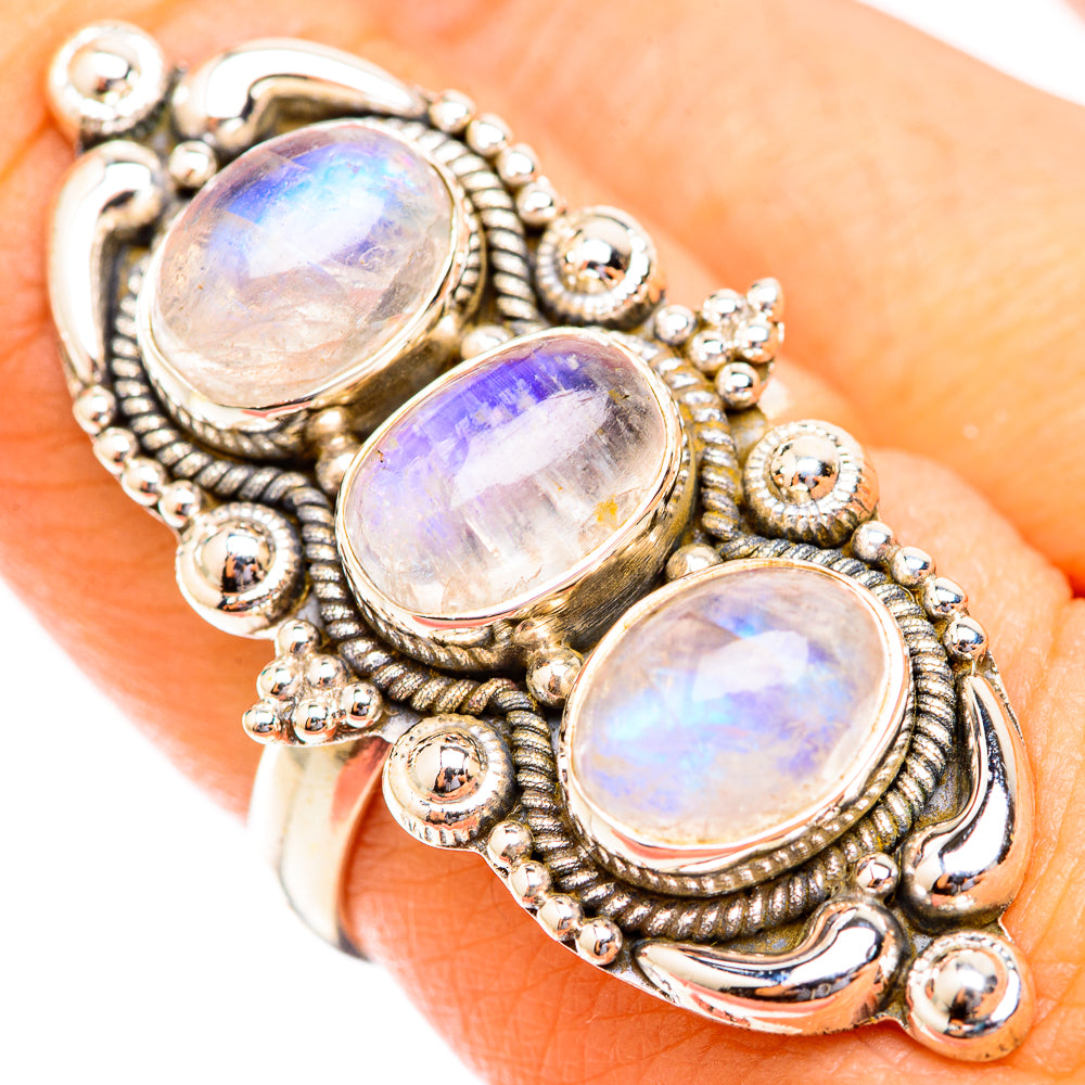 Rainbow Moonstone Rings handcrafted by Anasilvercos - RING118777