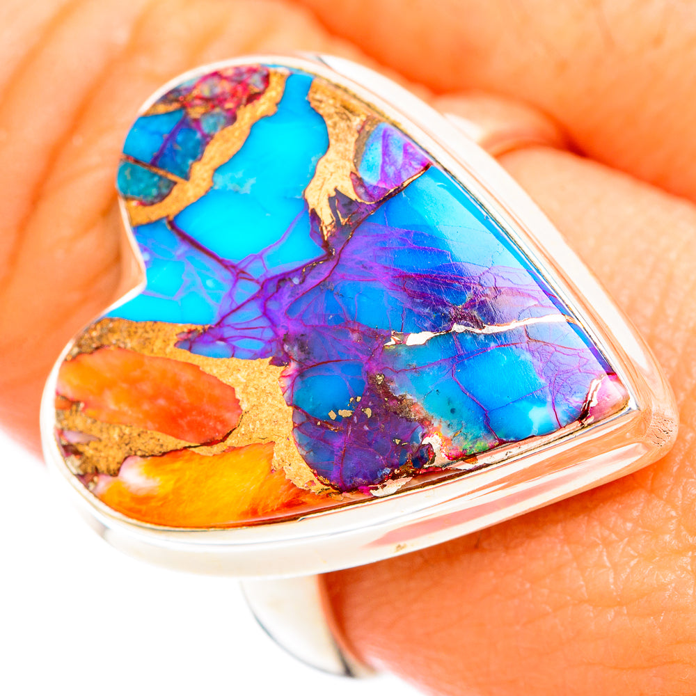 Kingman Pink Dahlia Turquoise Rings handcrafted by Anasilvercos - RING118779