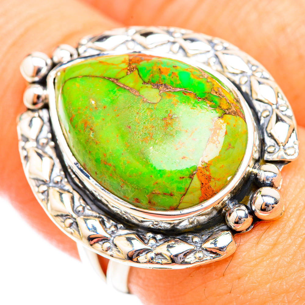 Green Copper Composite Turquoise Rings handcrafted by Anasilvercos - RING118798