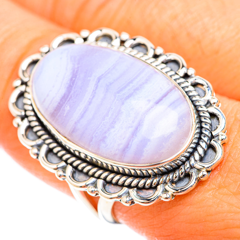 Blue Lace Agate Rings handcrafted by Anasilvercos - RING118810
