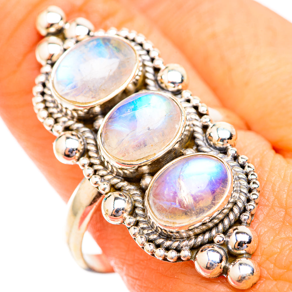 Rainbow Moonstone Rings handcrafted by Anasilvercos - RING118811