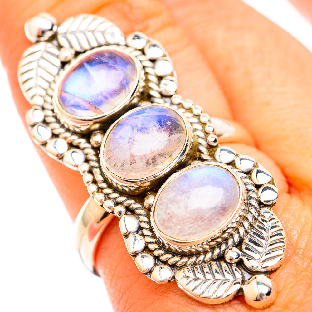 Rainbow Moonstone Rings handcrafted by Anasilvercos - RING118812