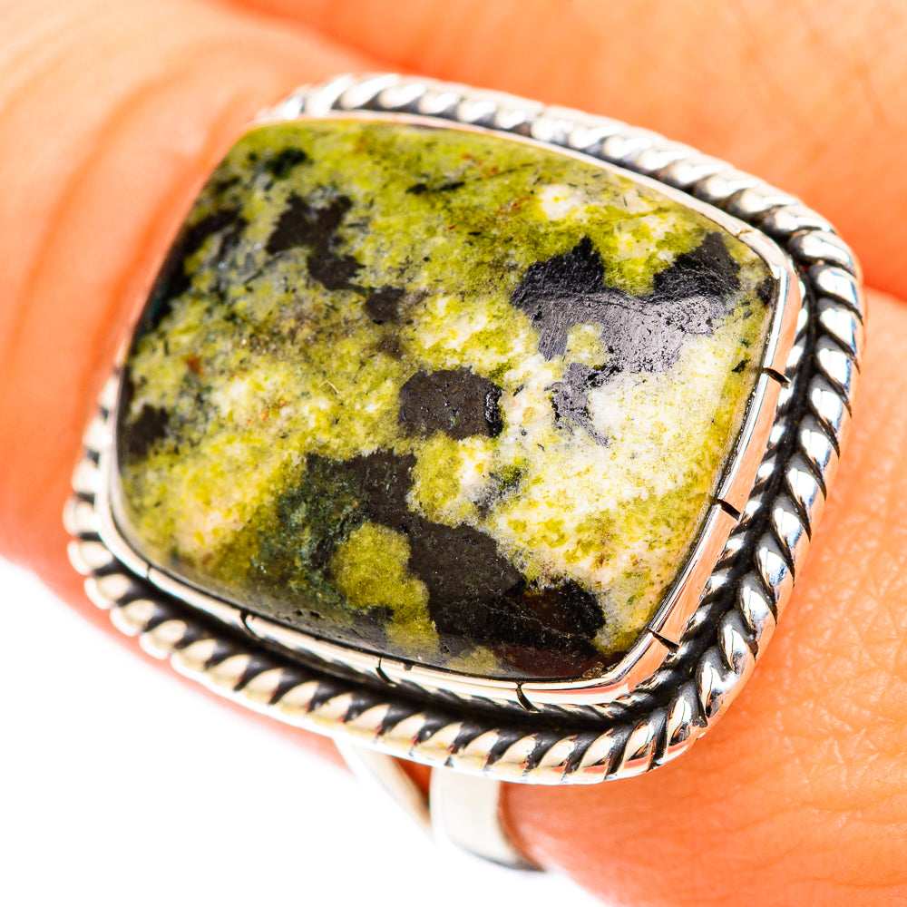 Serpentine Stone Rings handcrafted by Anasilvercos - RING118827