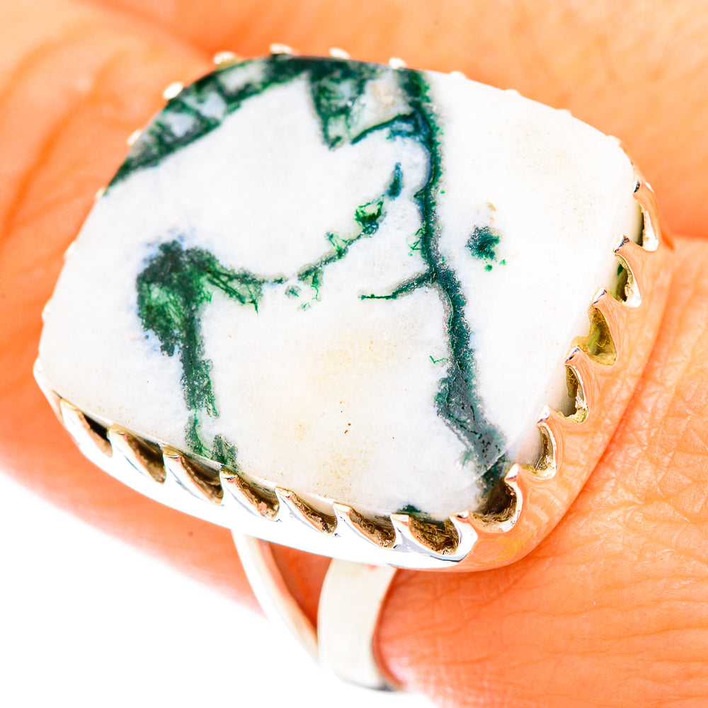 Green Moss Agate Rings handcrafted by Anasilvercos - RING118830