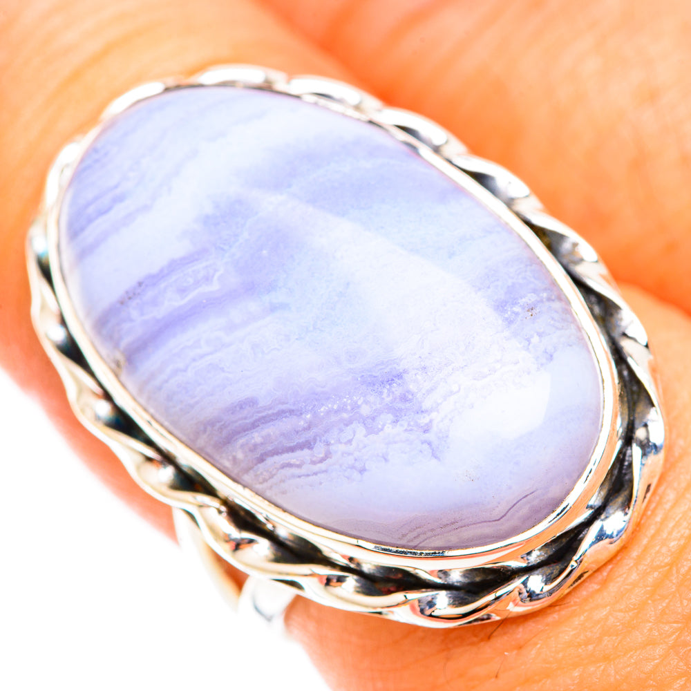 Blue Lace Agate Rings handcrafted by Anasilvercos - RING118842