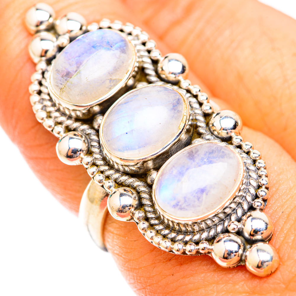 Rainbow Moonstone Rings handcrafted by Anasilvercos - RING118844