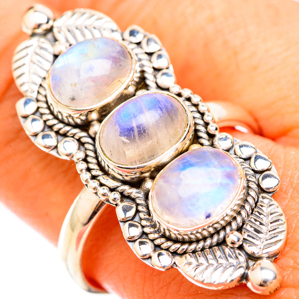 Rainbow Moonstone Rings handcrafted by Anasilvercos - RING118845