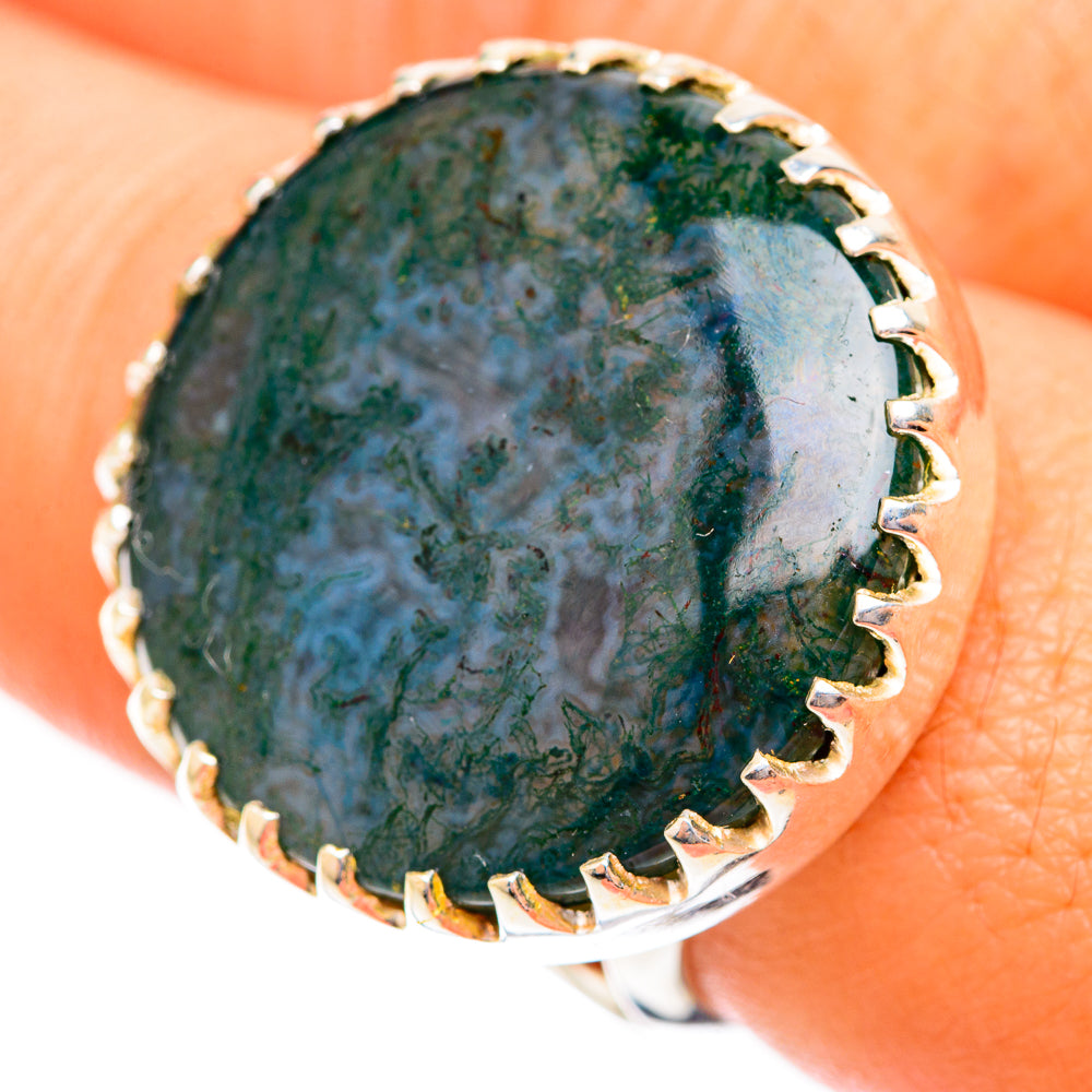 Green Moss Agate Rings handcrafted by Anasilvercos - RING118858