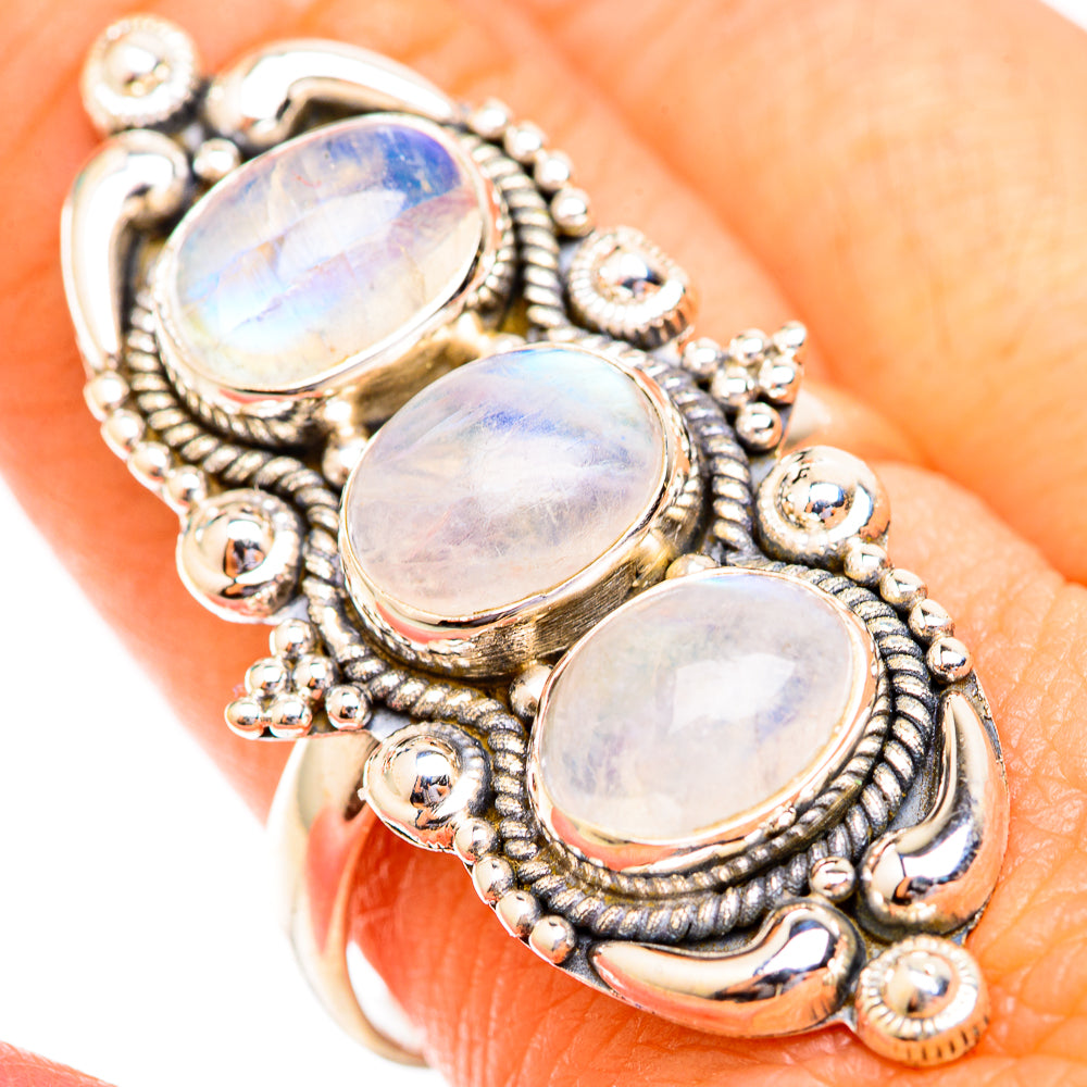 Rainbow Moonstone Rings handcrafted by Anasilvercos - RING118875