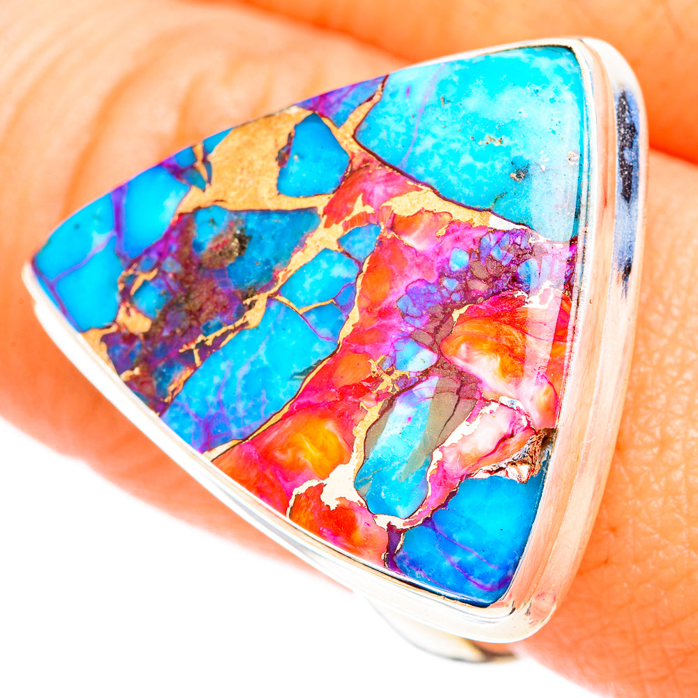 Kingman Pink Dahlia Turquoise Rings handcrafted by Anasilvercos - RING118879