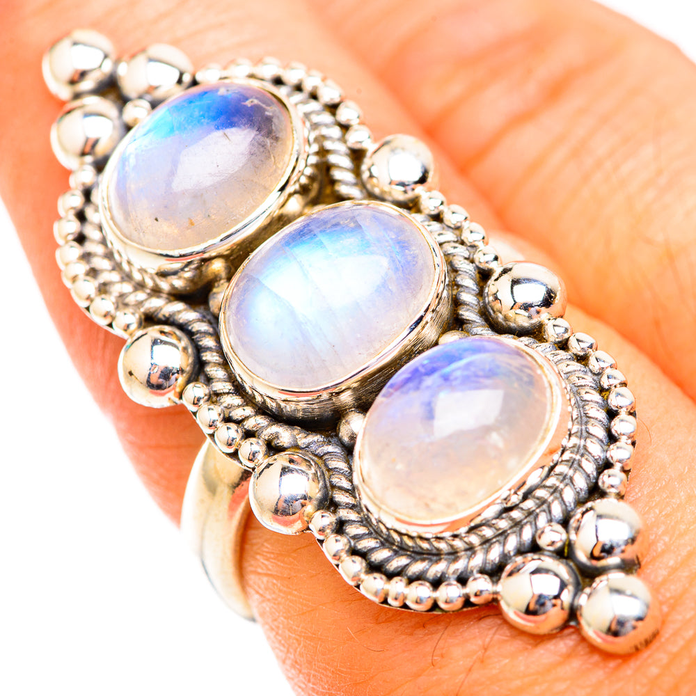 Rainbow Moonstone Rings handcrafted by Anasilvercos - RING118898