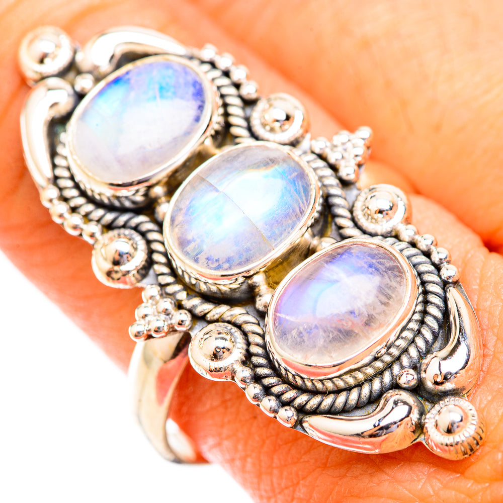 Rainbow Moonstone Rings handcrafted by Anasilvercos - RING118899