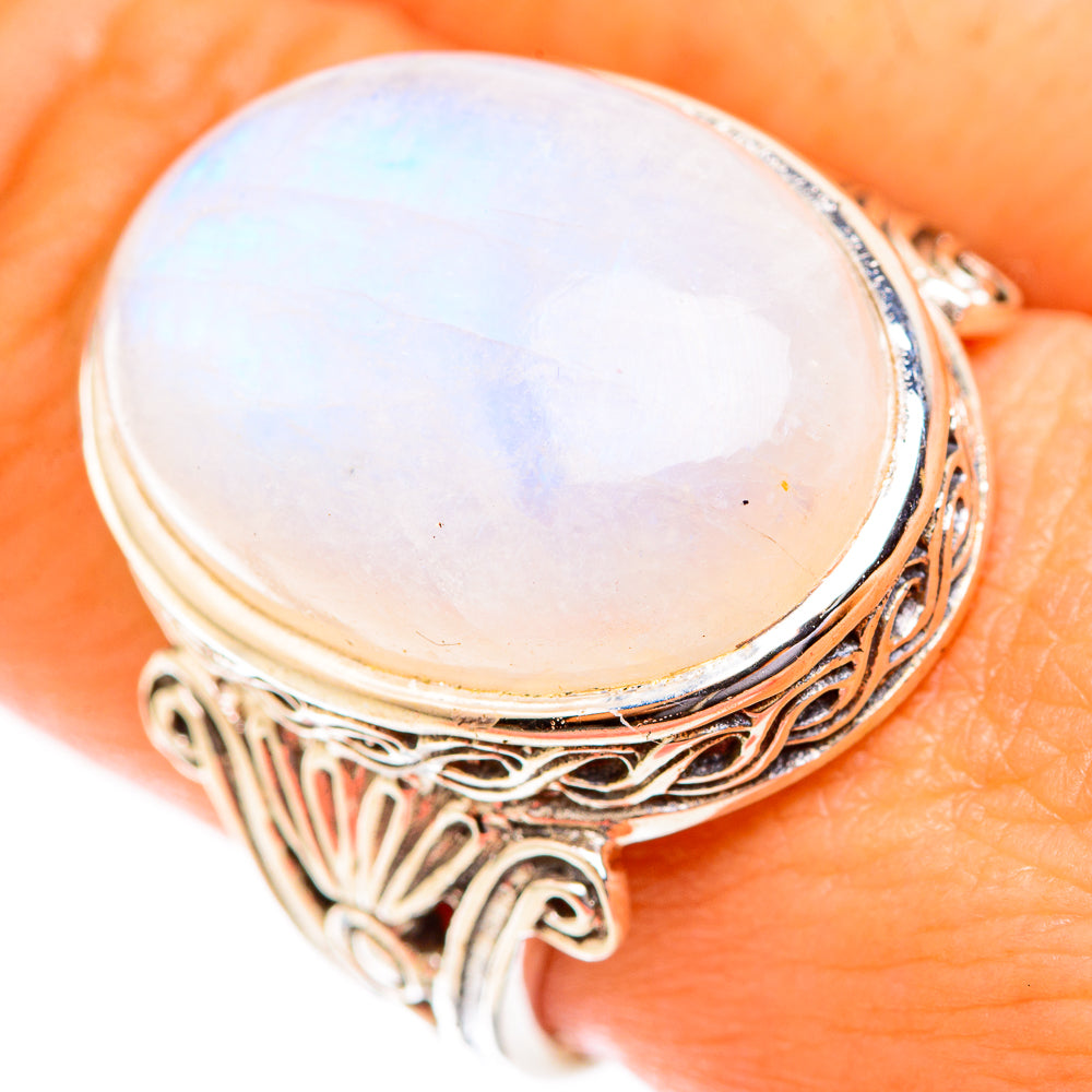 Rainbow Moonstone Rings handcrafted by Anasilvercos - RING118900