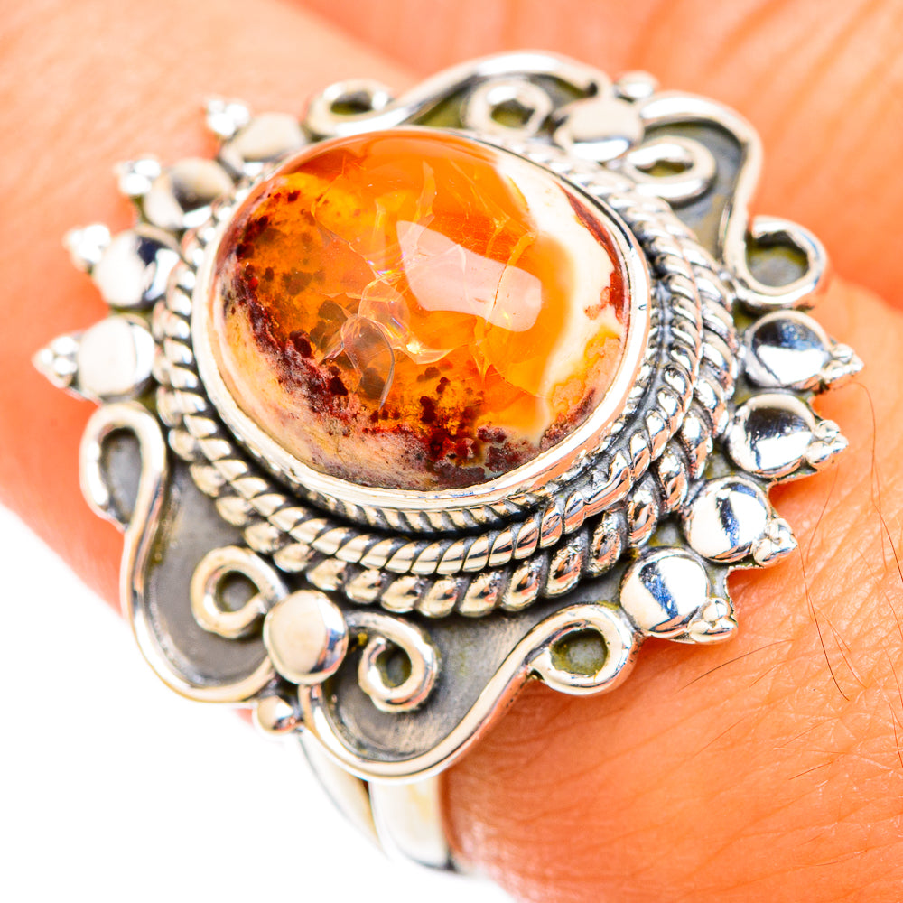 Mexican Fire Opal Rings handcrafted by Anasilvercos - RING118952