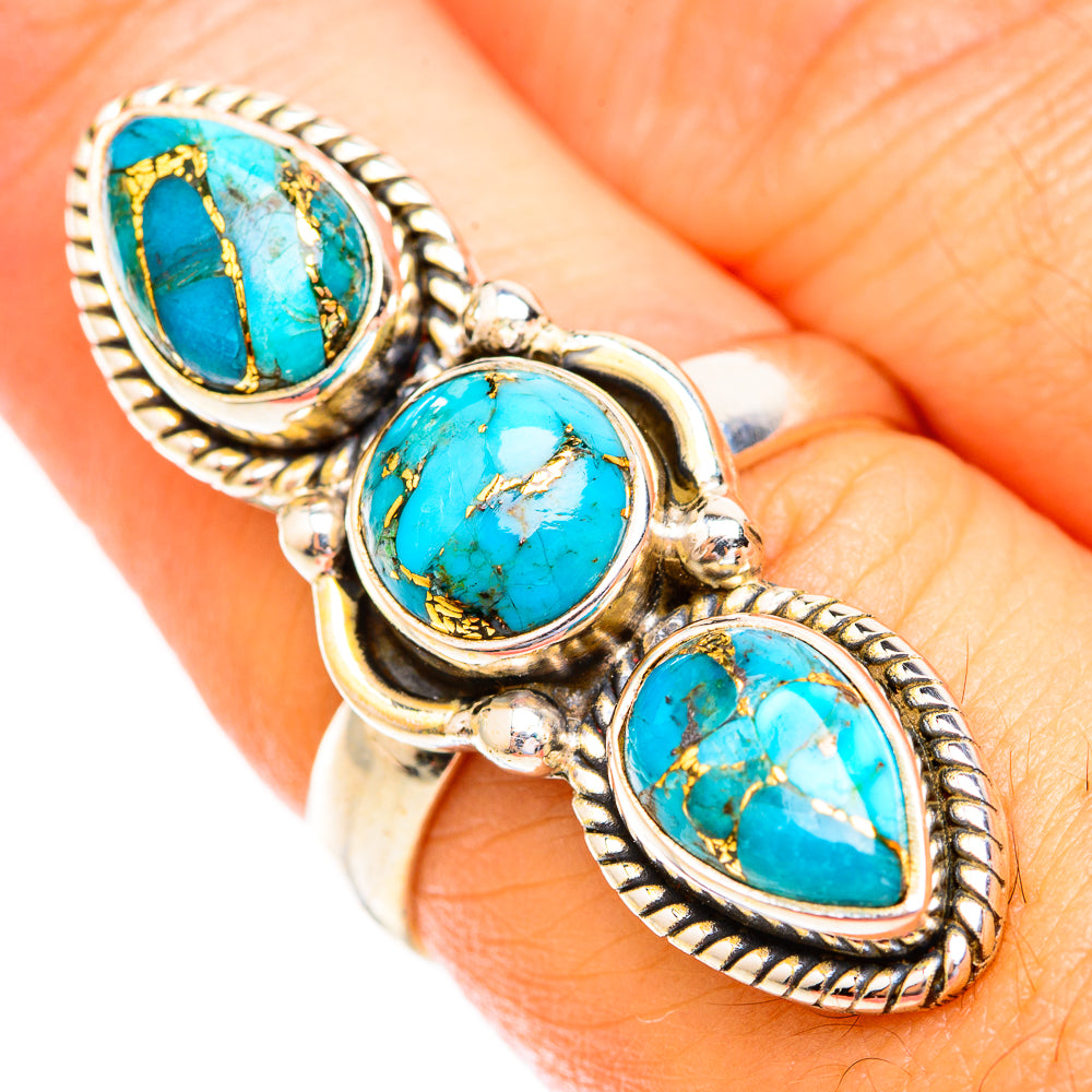 Blue Copper Composite Turquoise Rings handcrafted by Anasilvercos - RING118958