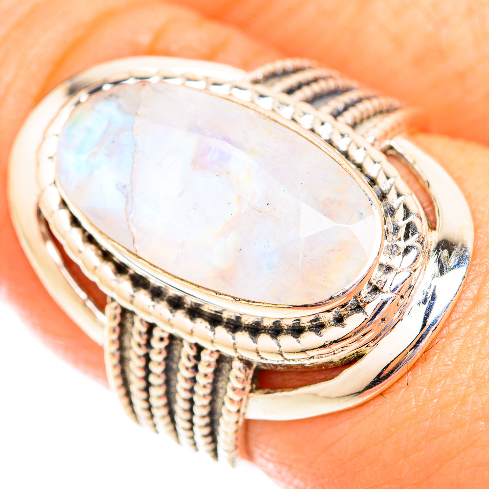 Rainbow Moonstone Rings handcrafted by Anasilvercos - RING118991