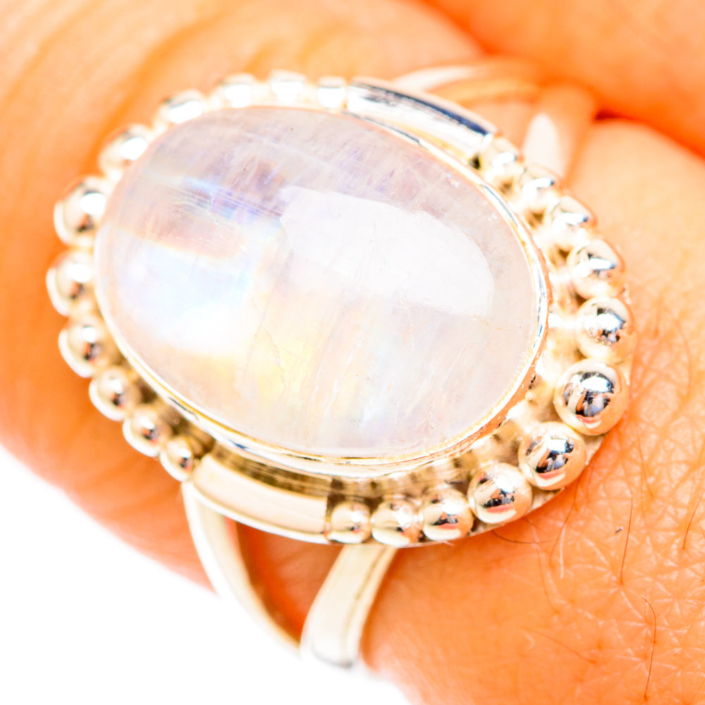 Rainbow Moonstone Rings handcrafted by Anasilvercos - RING118992