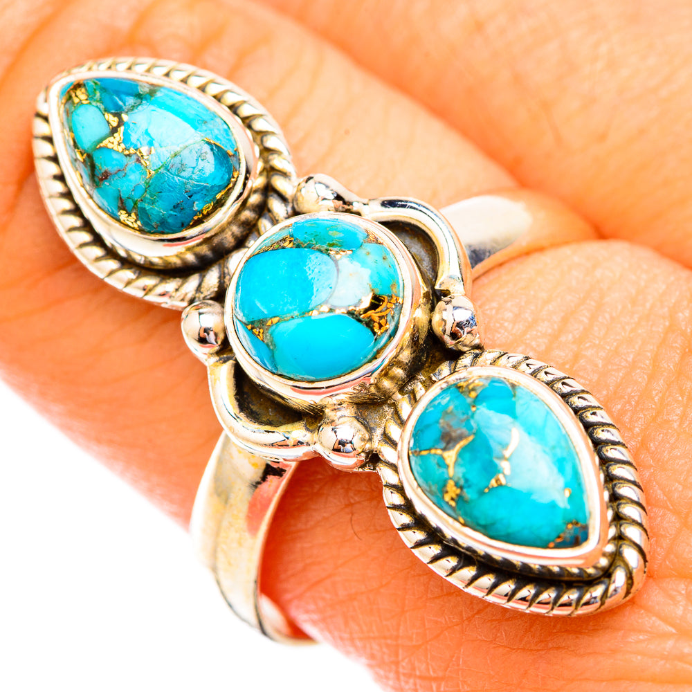 Blue Copper Composite Turquoise Rings handcrafted by Anasilvercos - RING118993