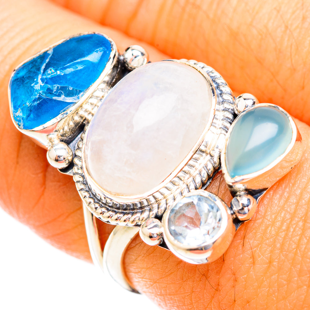 Rainbow Moonstone Rings handcrafted by Anasilvercos - RING118995