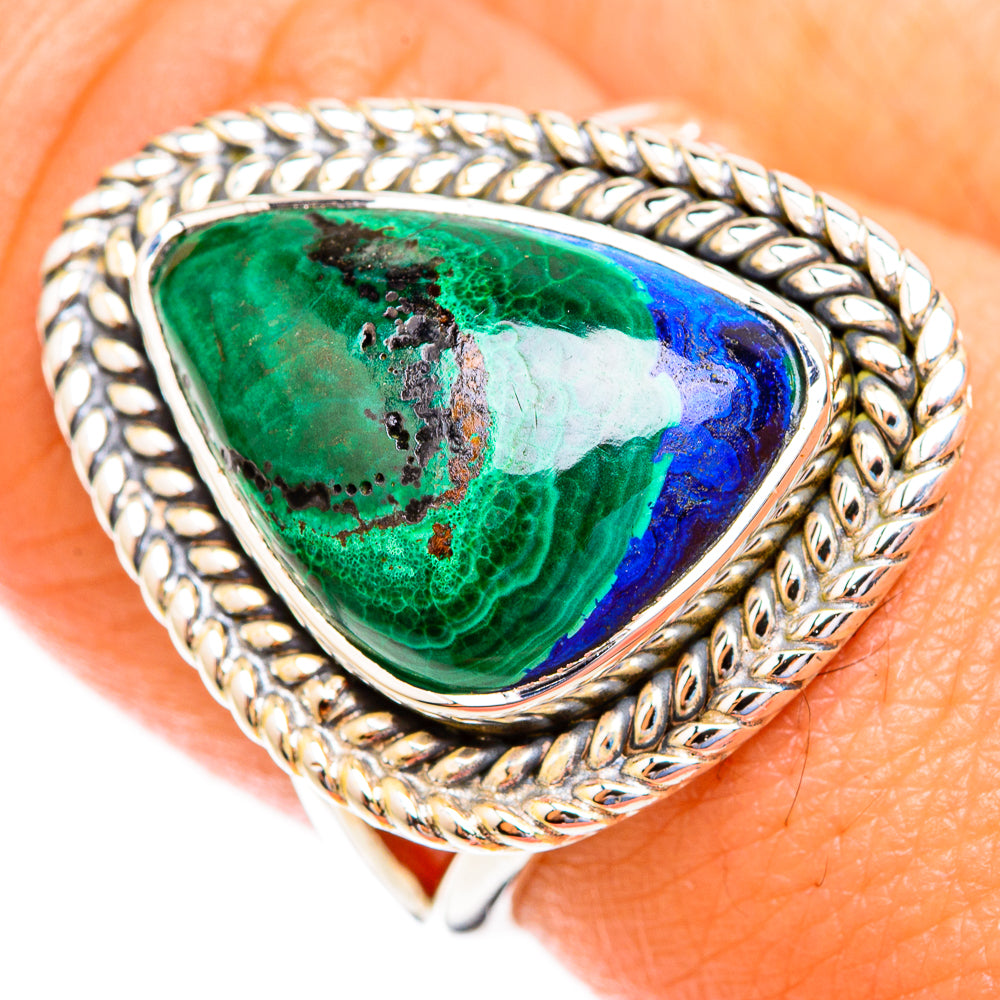 Azurite In Malachite Rings handcrafted by Anasilvercos - RING119001