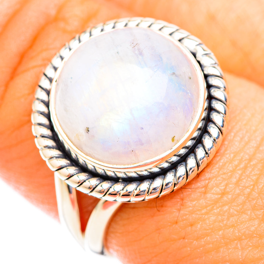 Rainbow Moonstone Rings handcrafted by Anasilvercos - RING119012