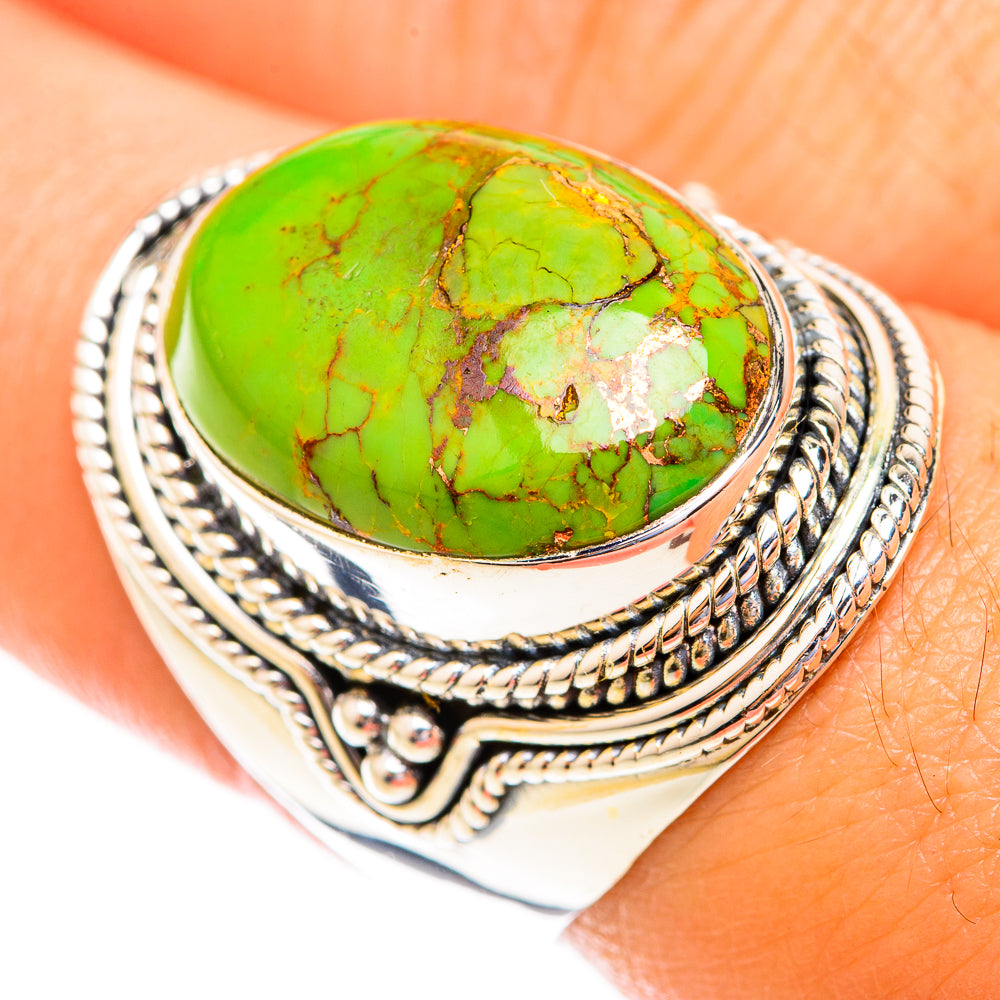 Green Copper Composite Turquoise Rings handcrafted by Anasilvercos - RING119020