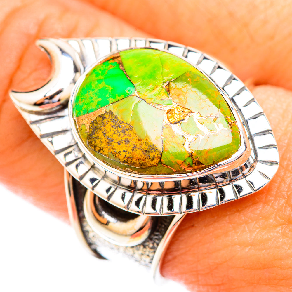 Green Copper Composite Turquoise Rings handcrafted by Anasilvercos - RING119021