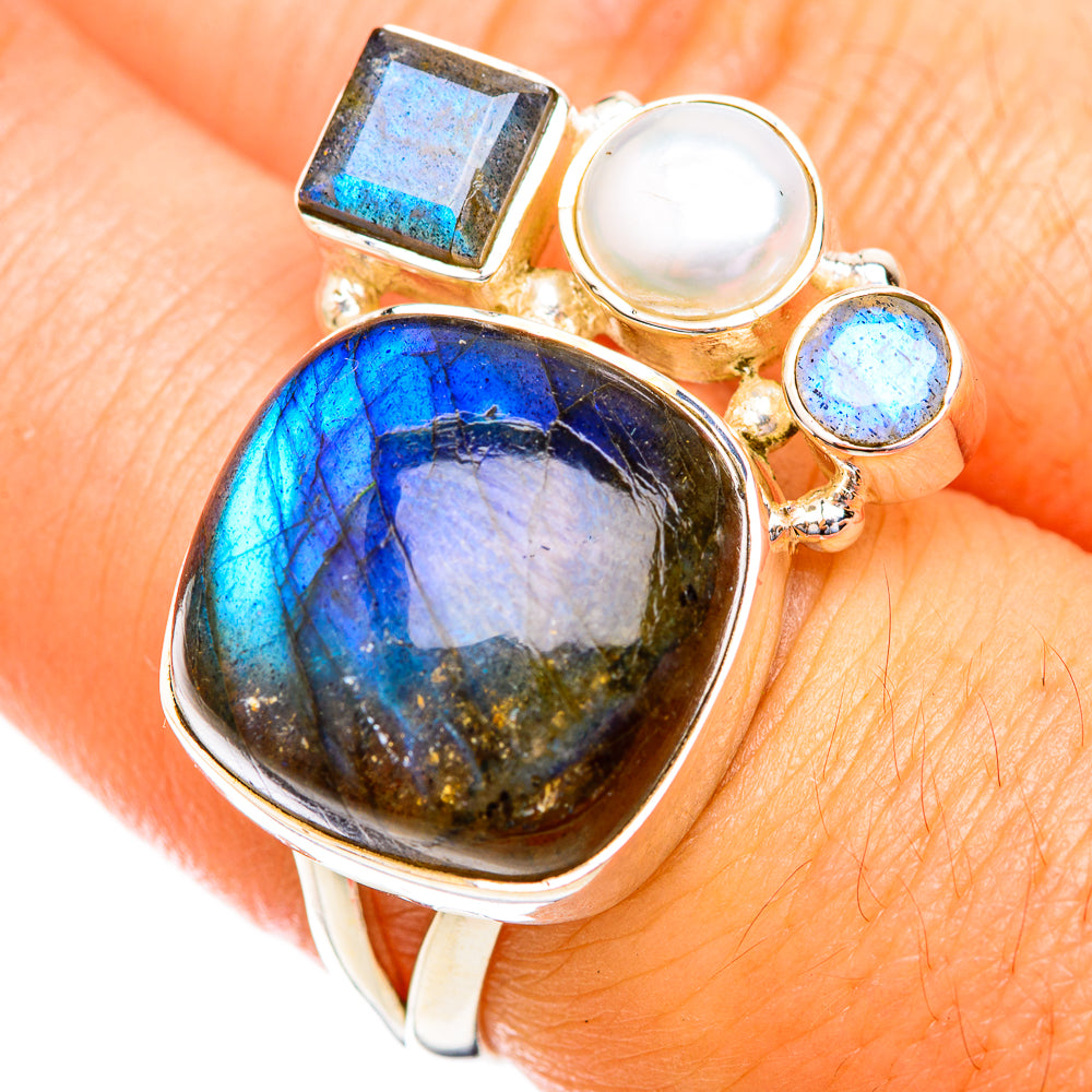 Labradorite Rings handcrafted by Anasilvercos - RING119035