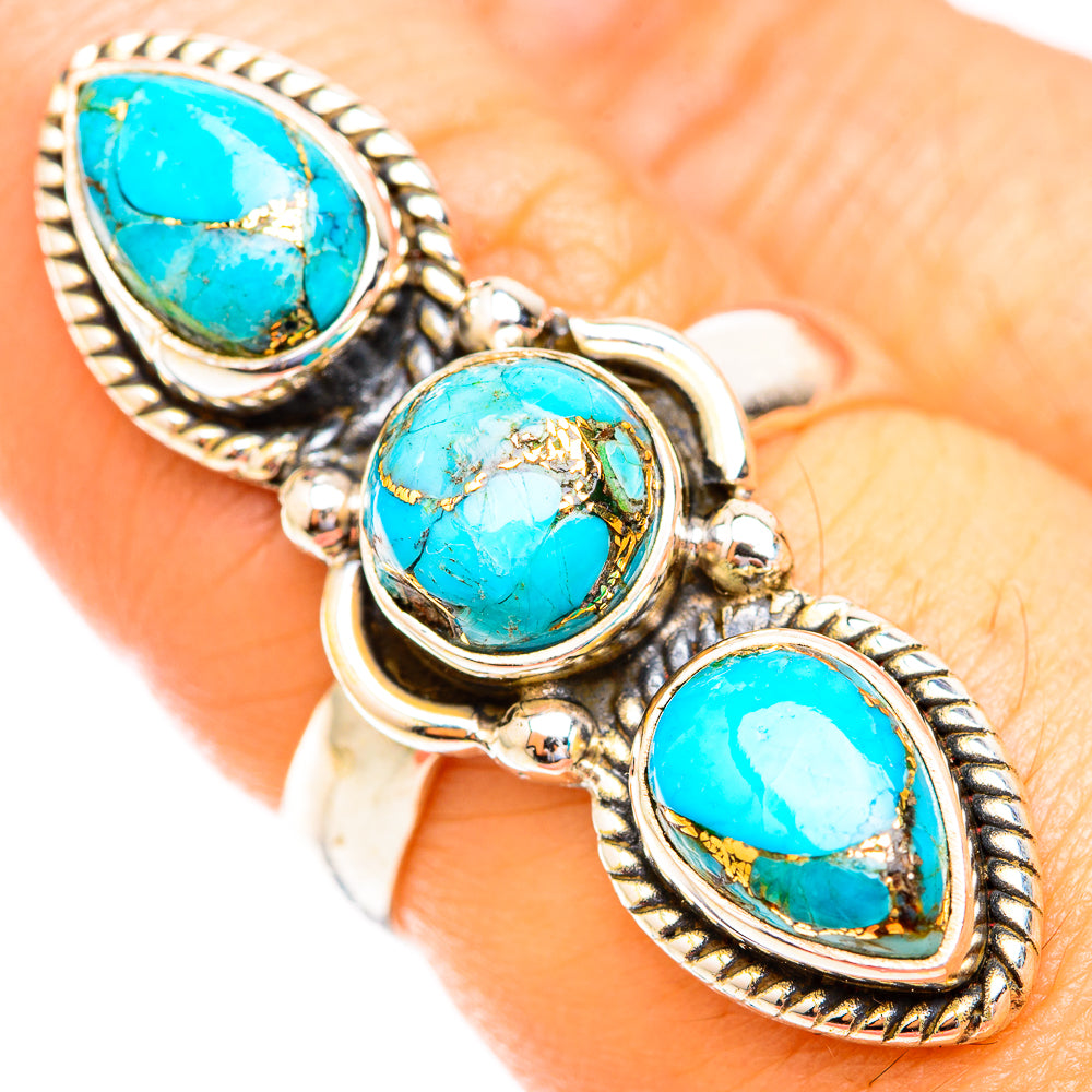 Green Copper Composite Turquoise Rings handcrafted by Anasilvercos - RING119038