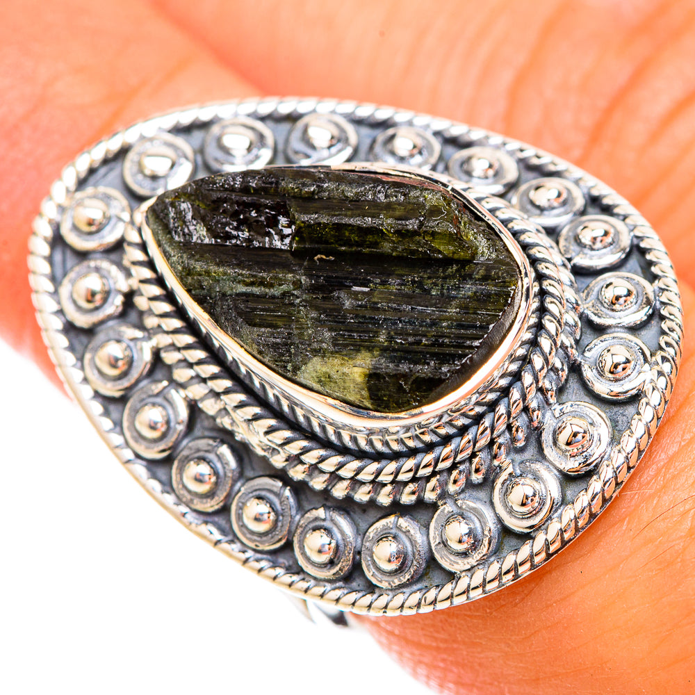 Green Tourmaline Rings handcrafted by Anasilvercos - RING119061