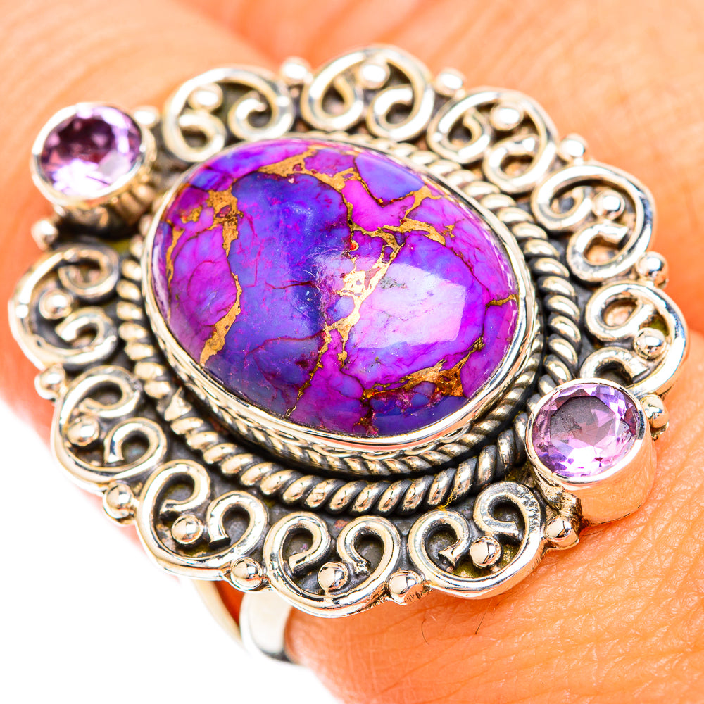 Purple Copper Composite Turquoise Rings handcrafted by Anasilvercos - RING119068