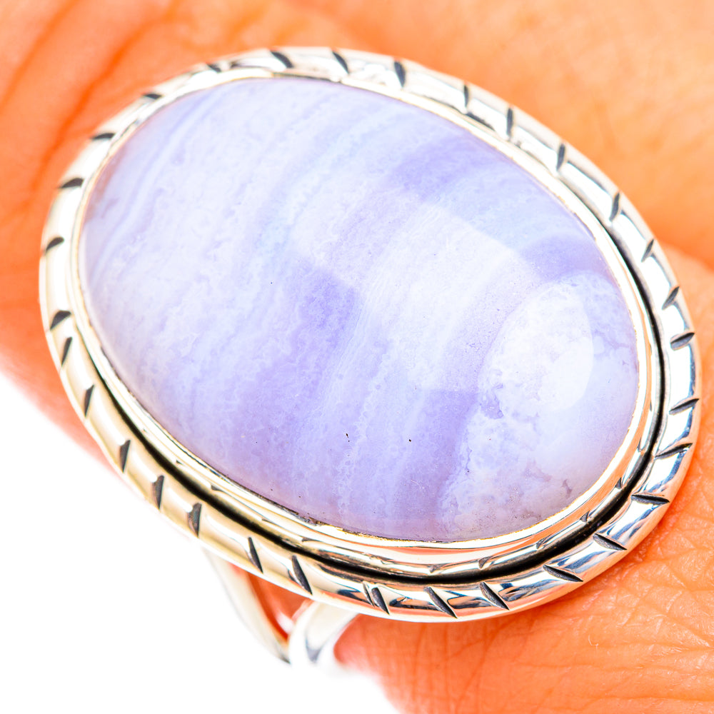 Blue Lace Agate Rings handcrafted by Anasilvercos - RING119073