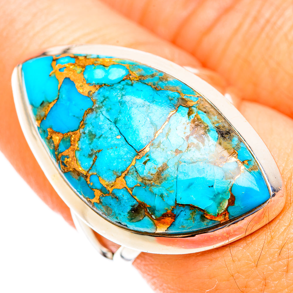 Blue Copper Composite Turquoise Rings handcrafted by Anasilvercos - RING119120