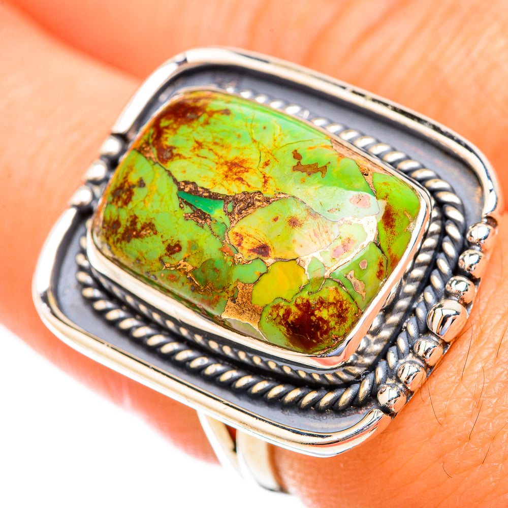 Green Copper Composite Turquoise Rings handcrafted by Anasilvercos - RING119126