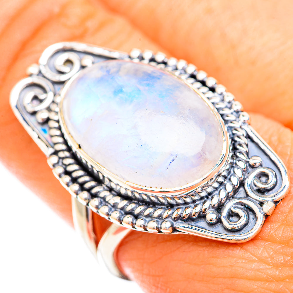 Rainbow Moonstone Rings handcrafted by Anasilvercos - RING119137