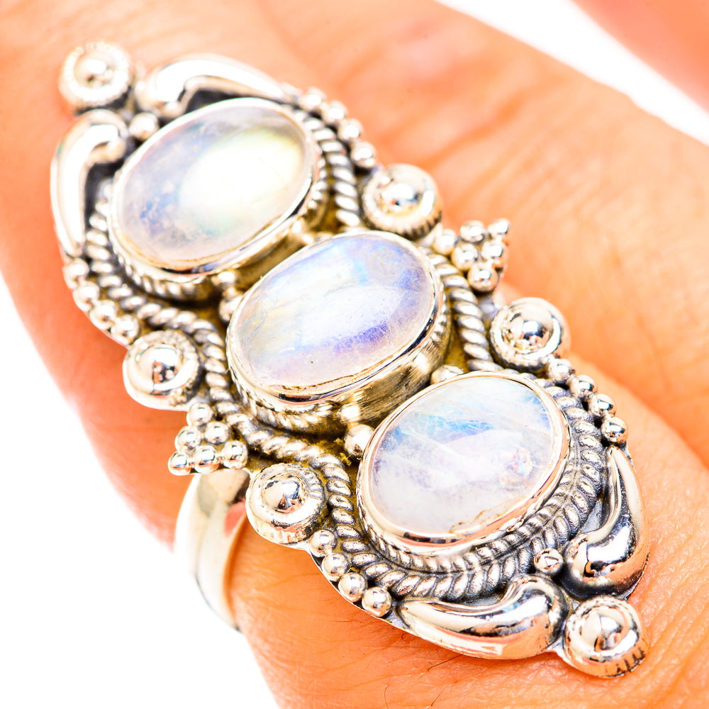 Rainbow Moonstone Rings handcrafted by Anasilvercos - RING119138