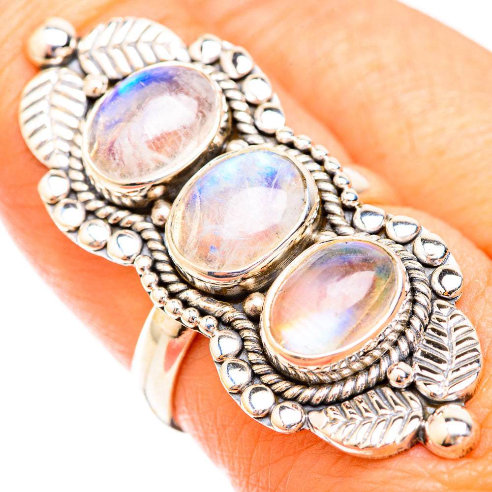 Rainbow Moonstone Rings handcrafted by Anasilvercos - RING119139