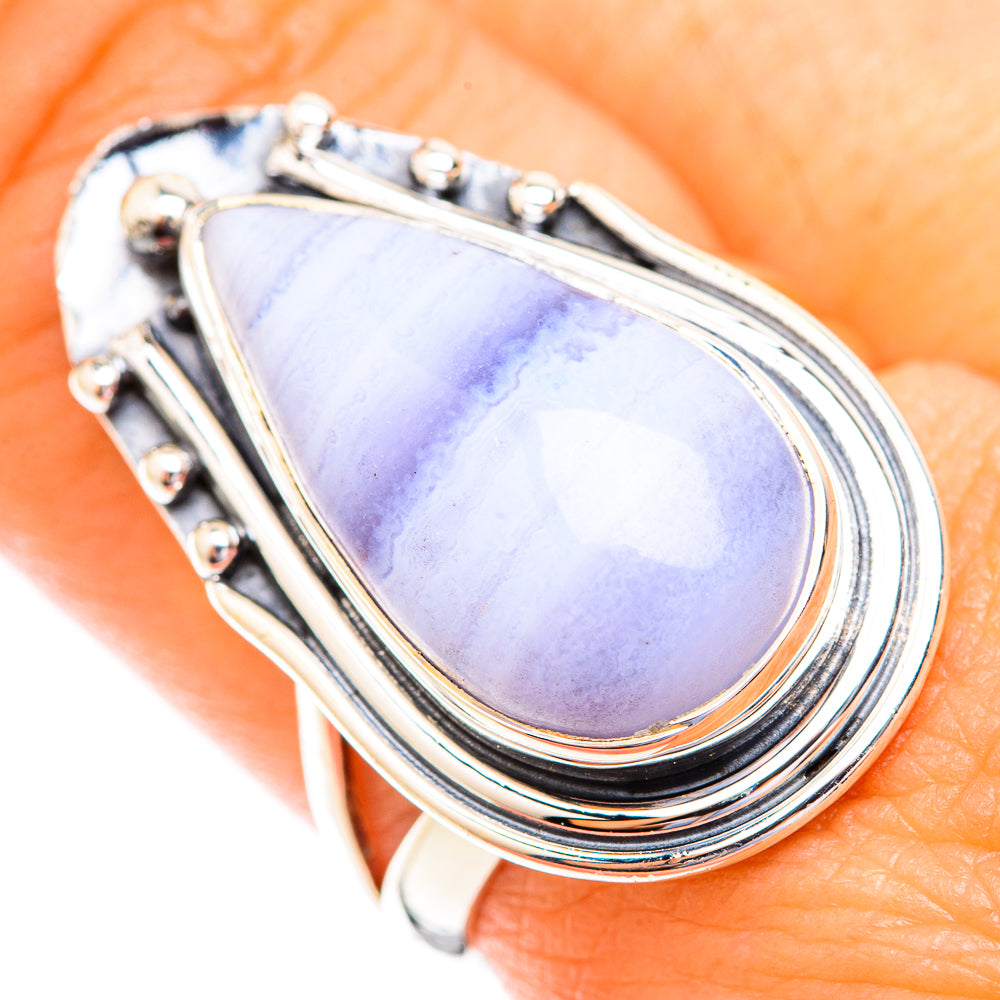 Blue Lace Agate Rings handcrafted by Anasilvercos - RING119140